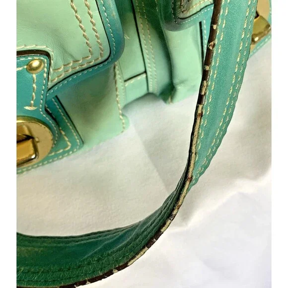 Coach Legacy 65th Anniversary Double Turnlock Satchel Teal Blue F13371 AS IS - Picture 13 of 16